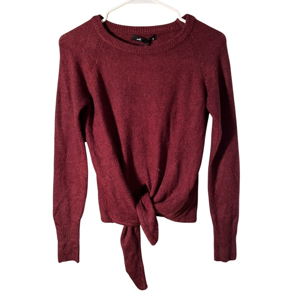 Olivaceous Women's Size Small Knit Top Long Sleeve Tie Front Burgundy Soft